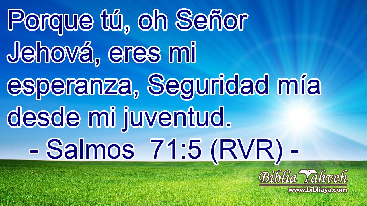 Porque tú, oh Señor Jehová, eres mi esperanza, Seguridad mía desde mi juventud.