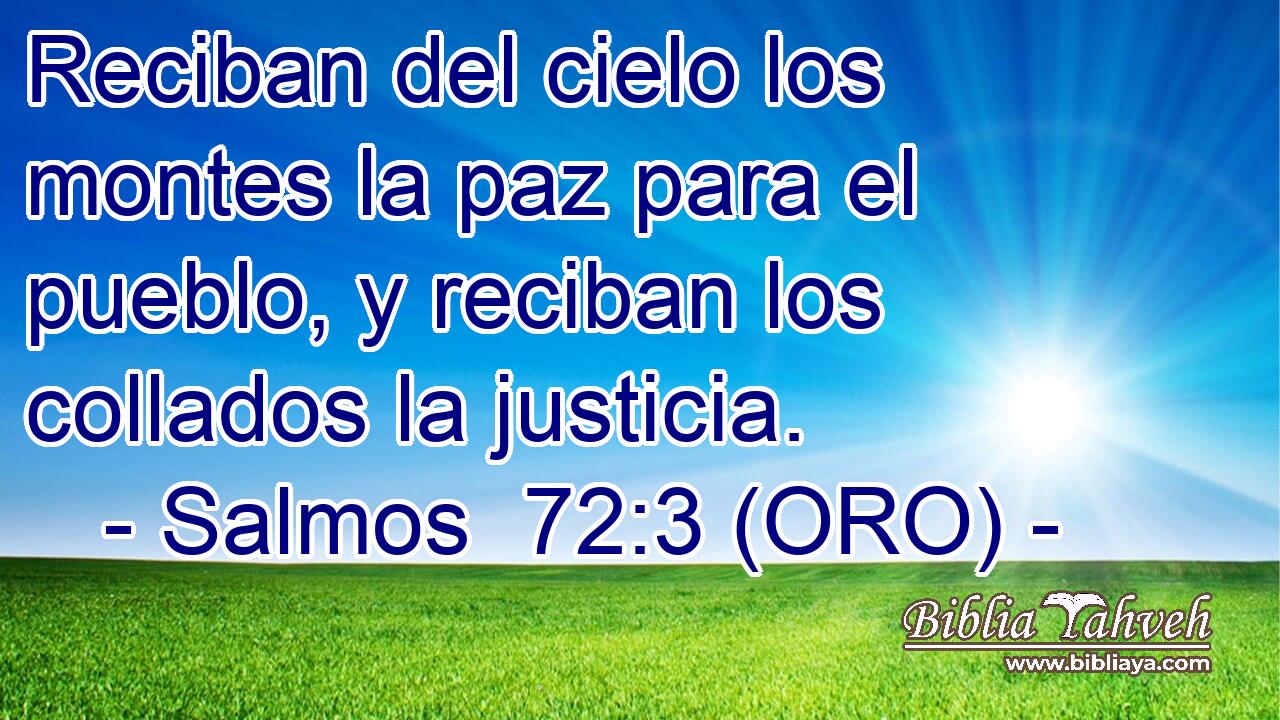  Reciban del cielo los montes la paz para el pueblo, y reciban los collados la justicia. 
