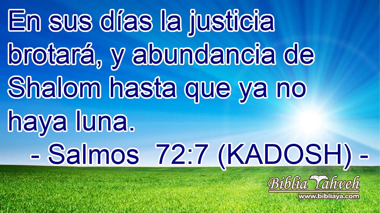  En sus días la justicia brotará, y abundancia de Shalom hasta que ya no haya luna. 