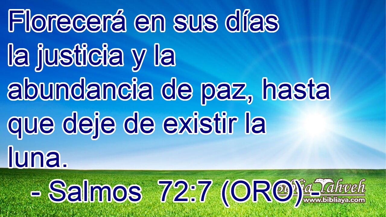  Florecerá en sus días la justicia y la abundancia de paz, hasta que deje de existir la luna. 