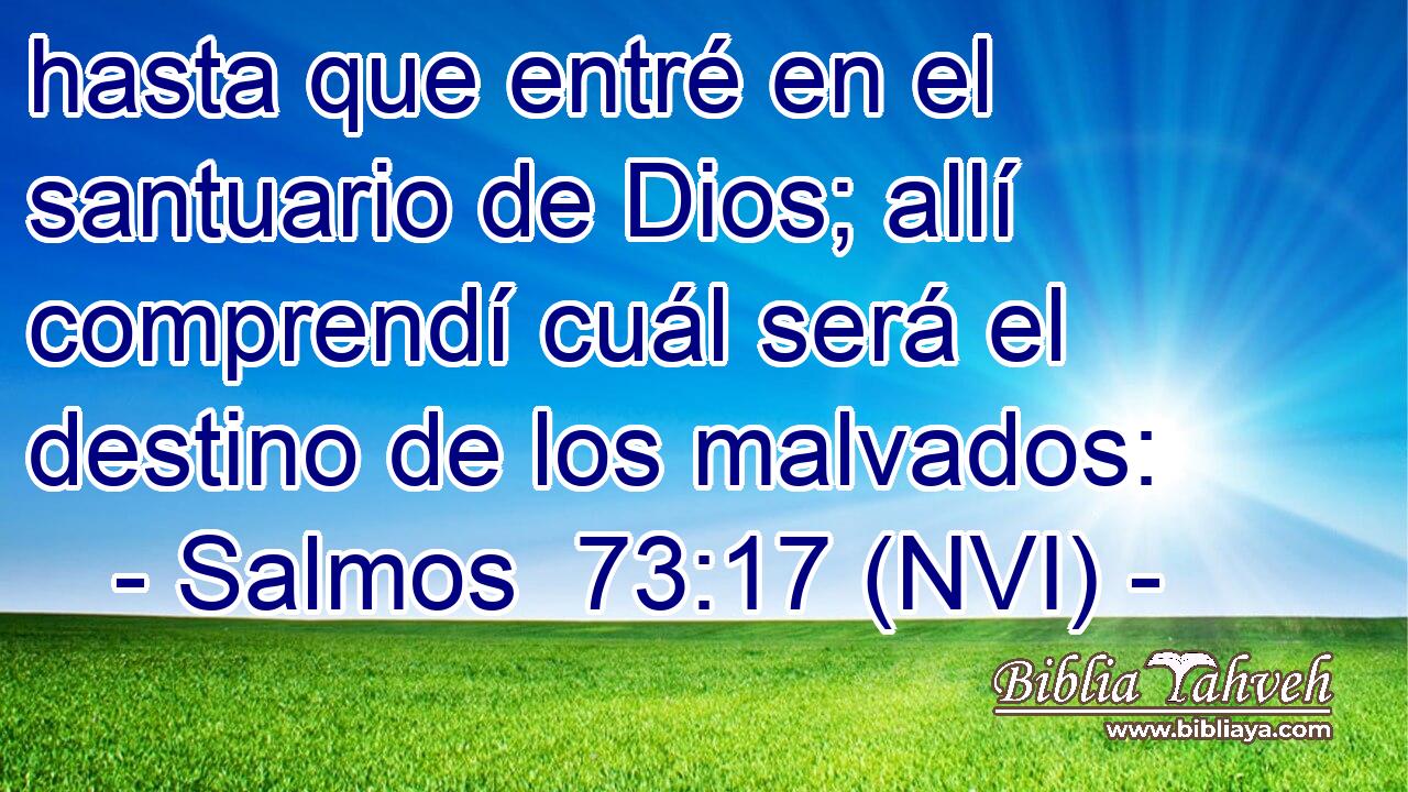  hasta que entré en el santuario de Dios; allí comprendí cuál será el destino de los malvados: 