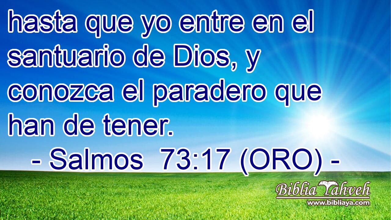  hasta que yo entre en el santuario de Dios, y conozca el paradero que han de tener. 
