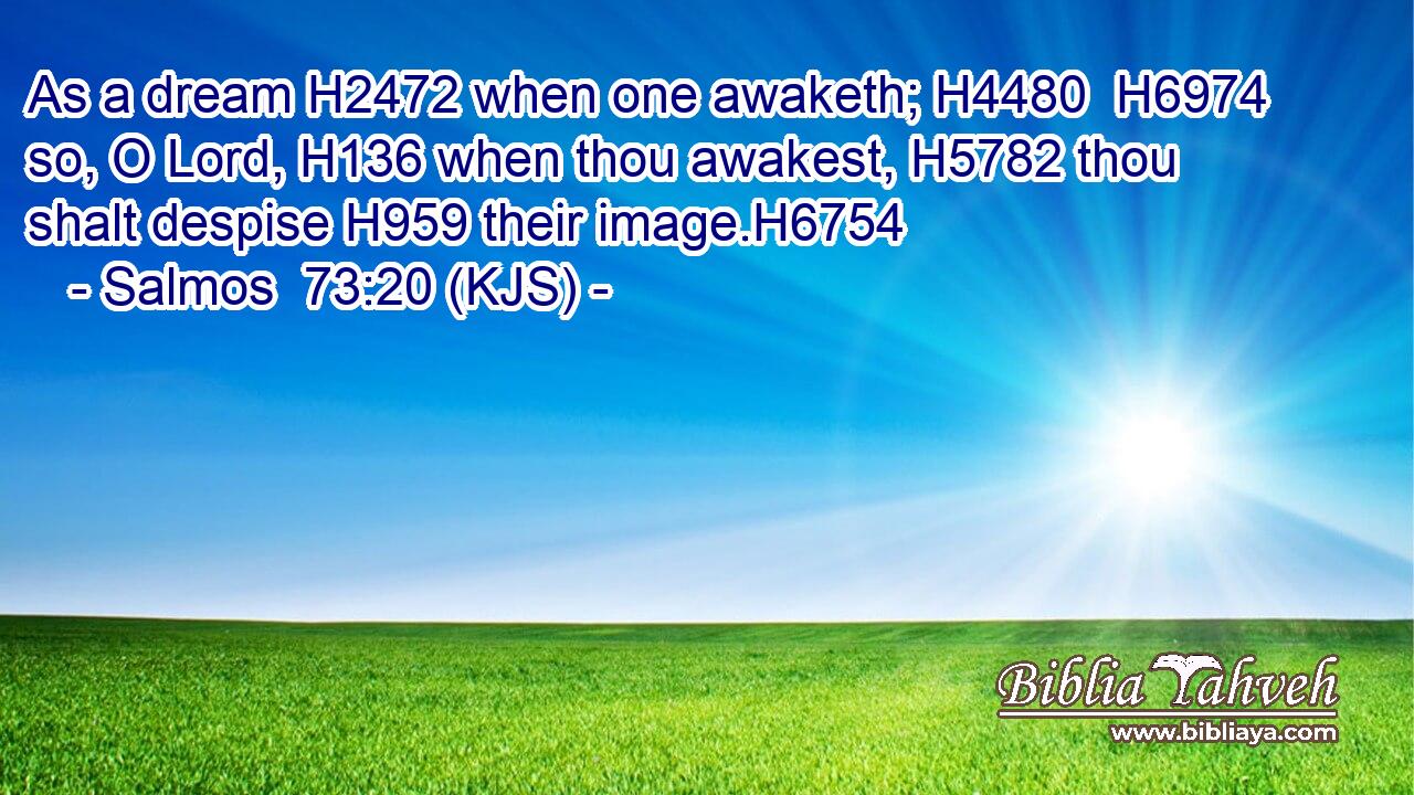 As a dream H2472 when one awaketh; H4480  H6974 so, O Lord, H136 when thou awakest, H5782 thou shalt despise H959 their image.H6754