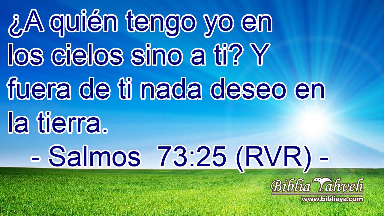 ¿A quién tengo yo en los cielos sino a ti? Y fuera de ti nada deseo en la tierra.