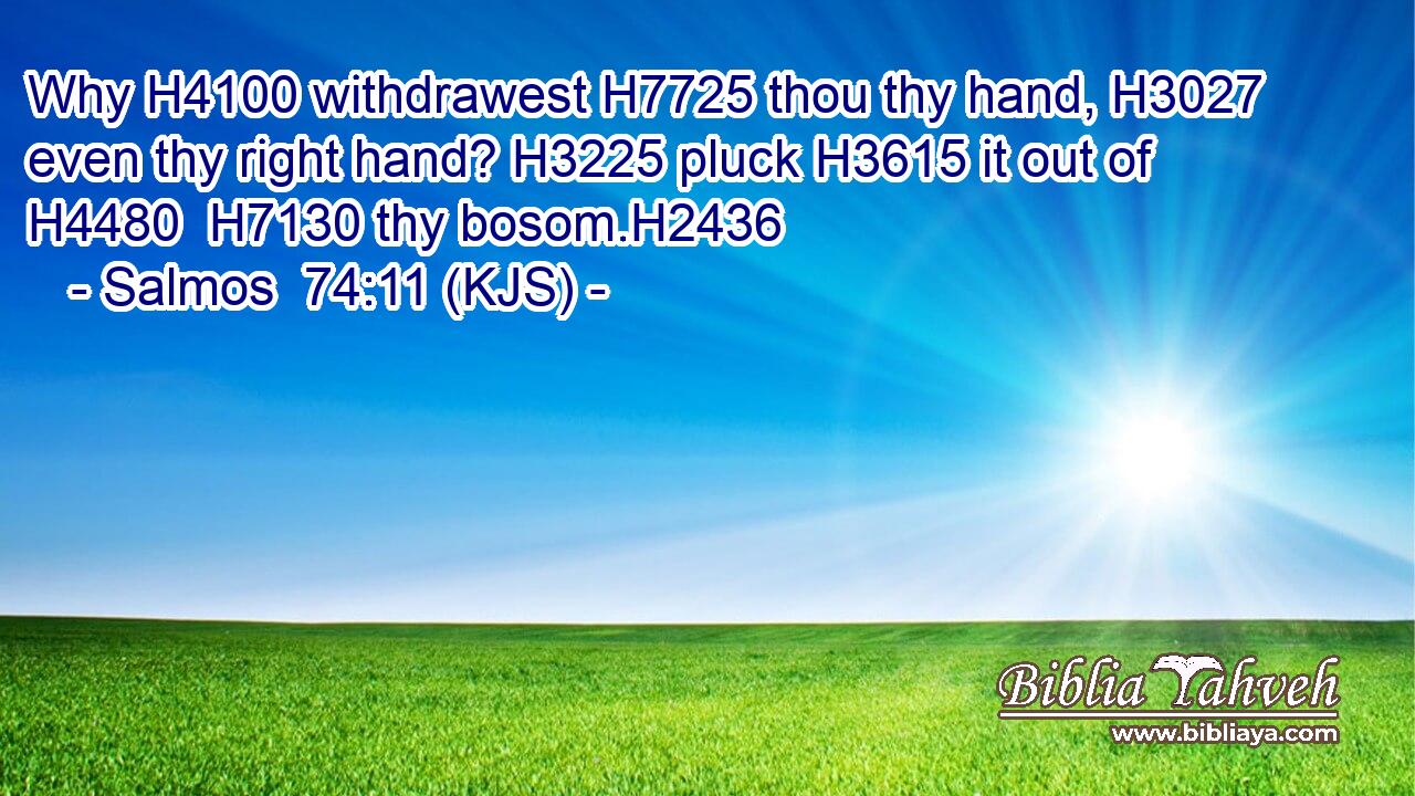 Why H4100 withdrawest H7725 thou thy hand, H3027 even thy right hand? H3225 pluck H3615 it out of H4480  H7130 thy bosom.H2436