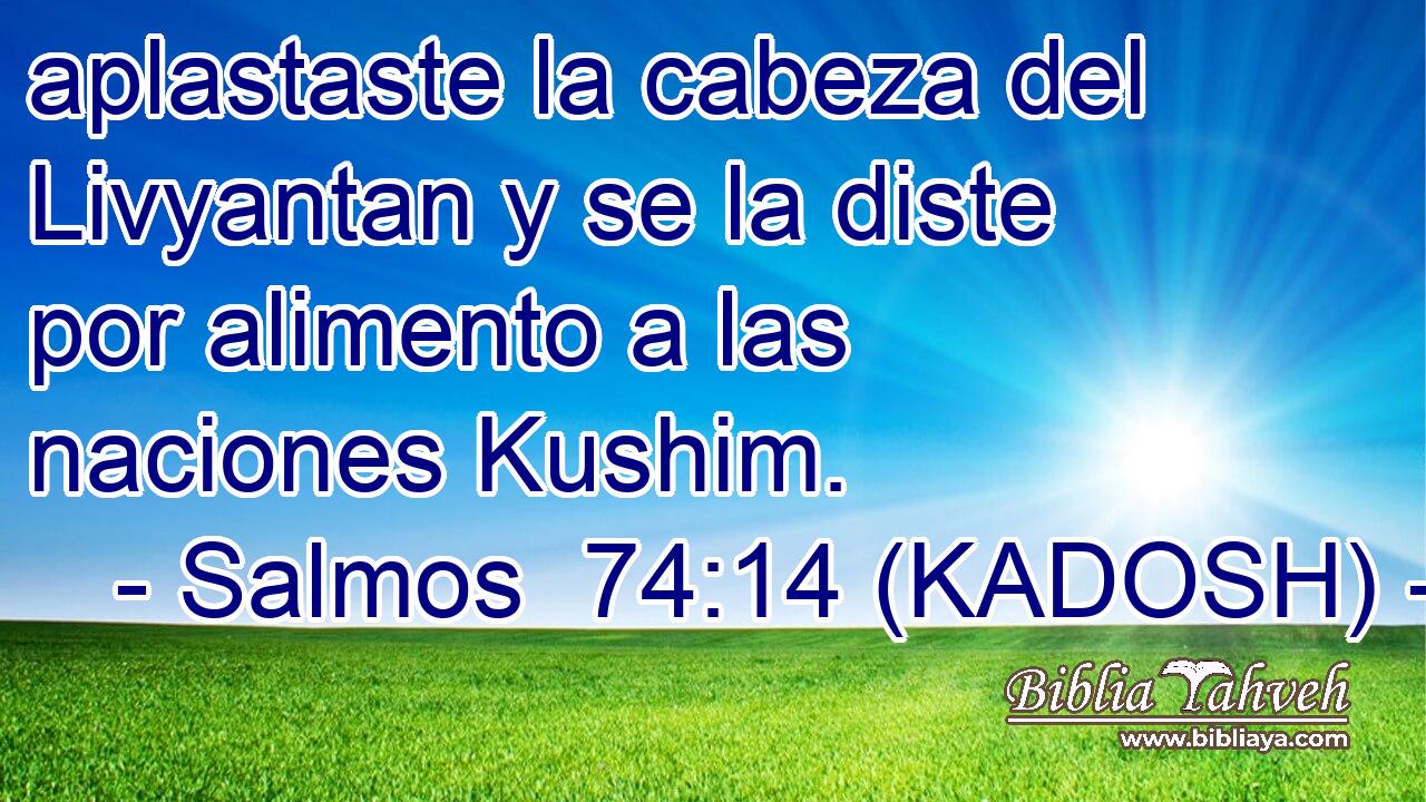  aplastaste la cabeza del Livyantan y se la diste por alimento a las naciones Kushim. 
