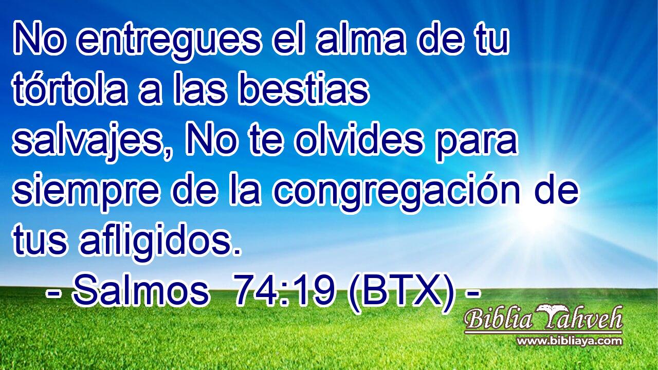 No entregues el alma de tu tórtola a las bestias salvajes, No te olvides para siempre de la congregación de tus afligidos.