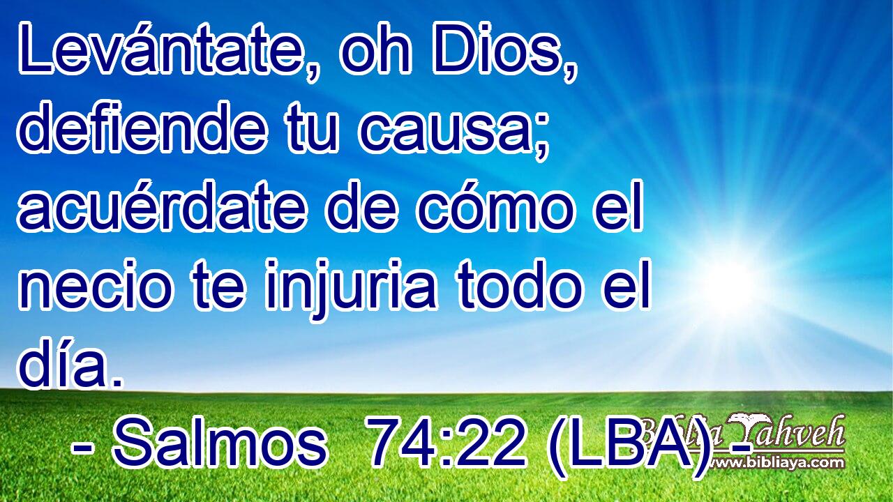 Levántate, oh Dios, defiende tu causa; acuérdate de cómo el necio te injuria todo el día.