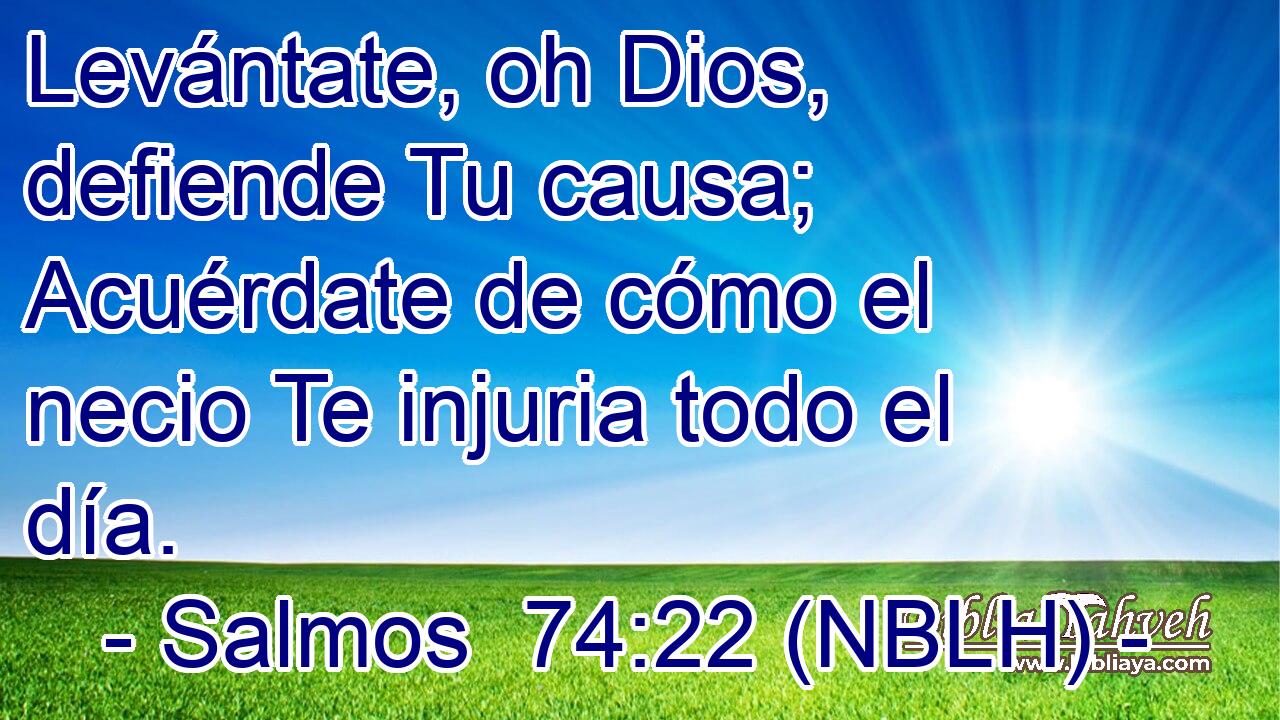  Levántate, oh Dios, defiende Tu causa; Acuérdate de cómo el necio Te injuria todo el día. 