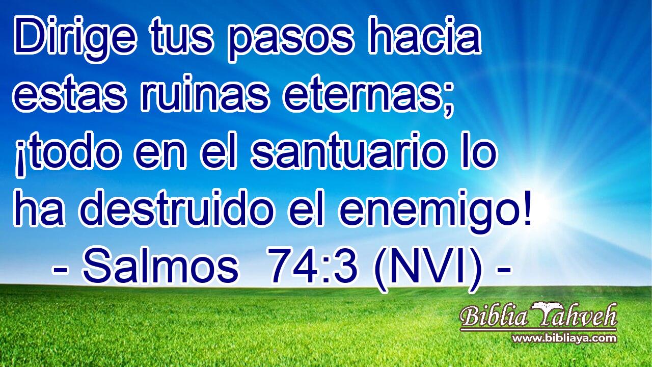  Dirige tus pasos hacia estas ruinas eternas; ¡todo en el santuario lo ha destruido el enemigo! 