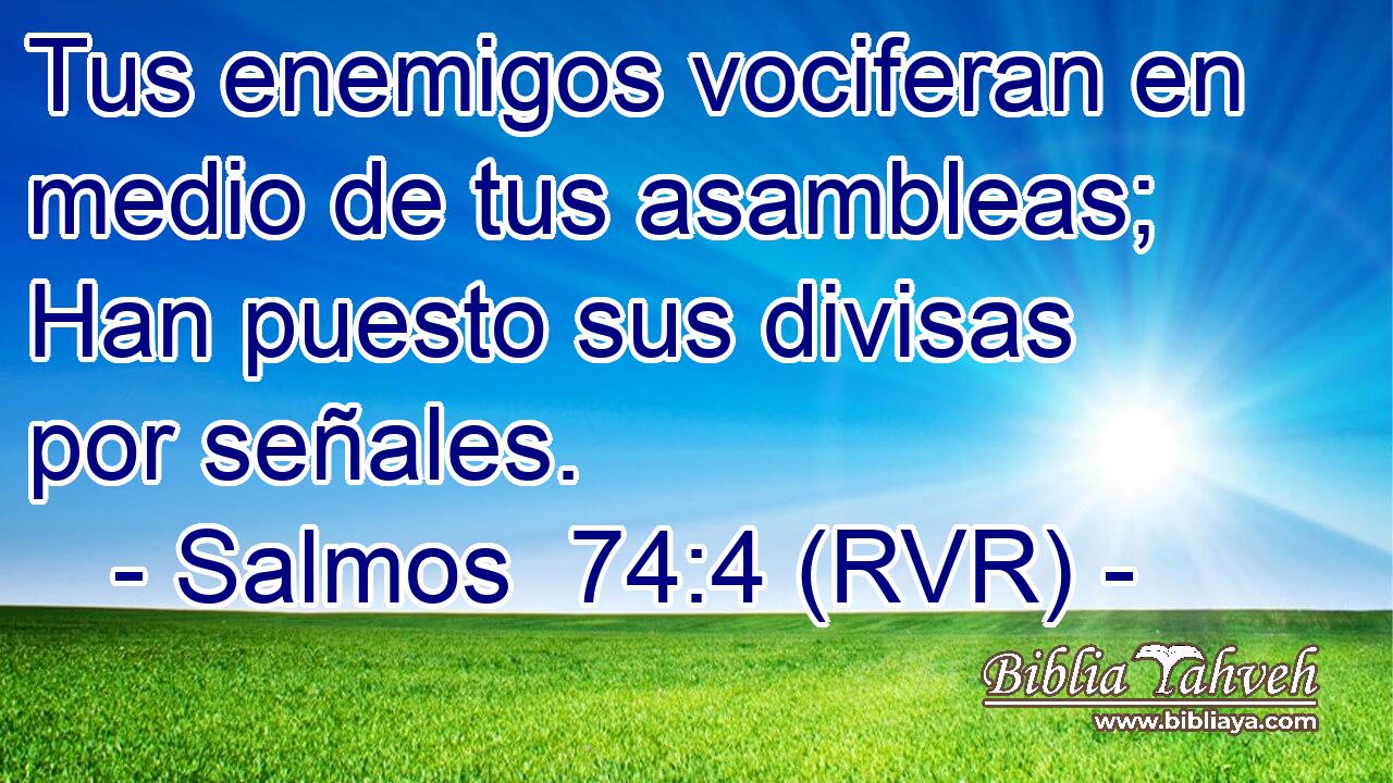 Tus enemigos vociferan en medio de tus asambleas; Han puesto sus divisas por señales.