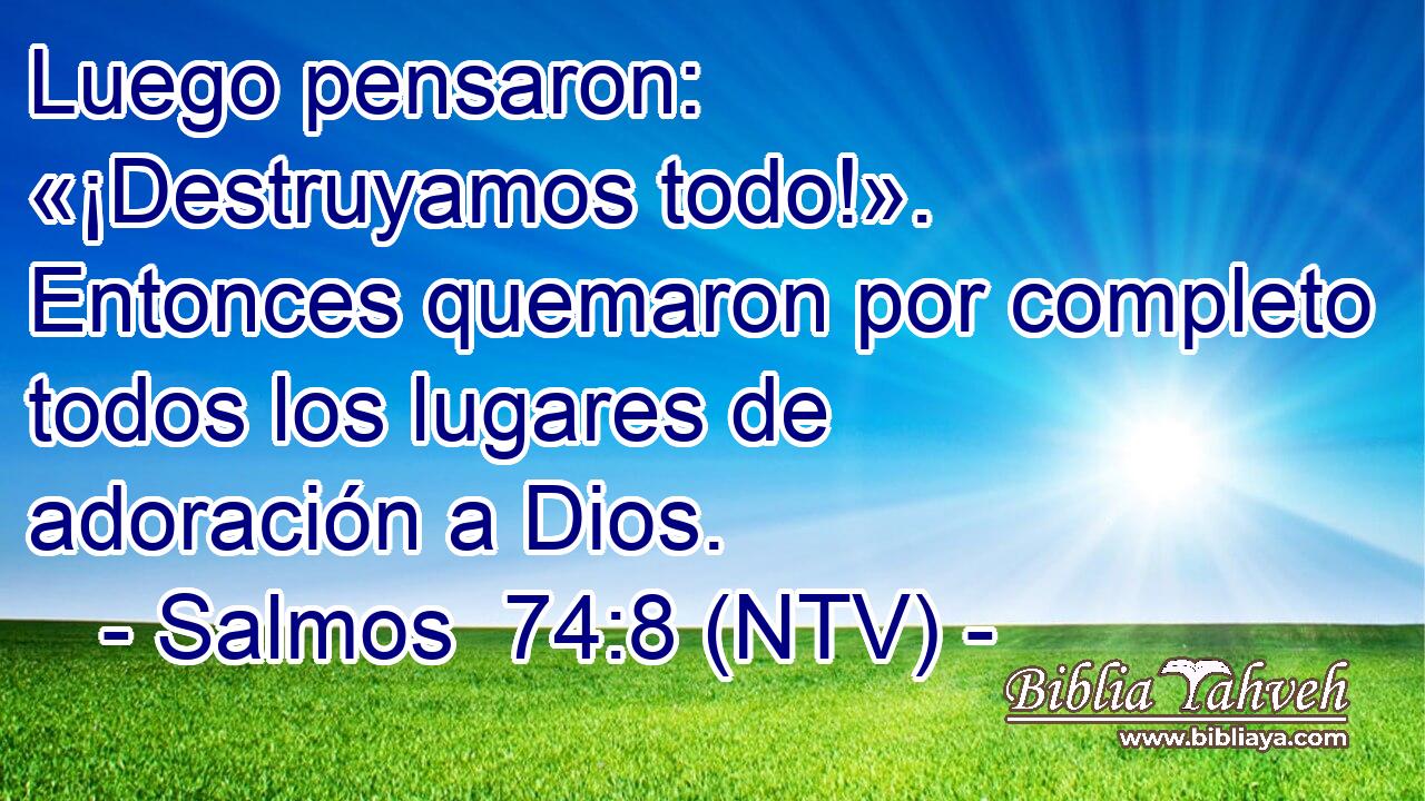 Luego pensaron: «¡Destruyamos todo!». Entonces quemaron por completo todos los lugares de adoración a Dios.