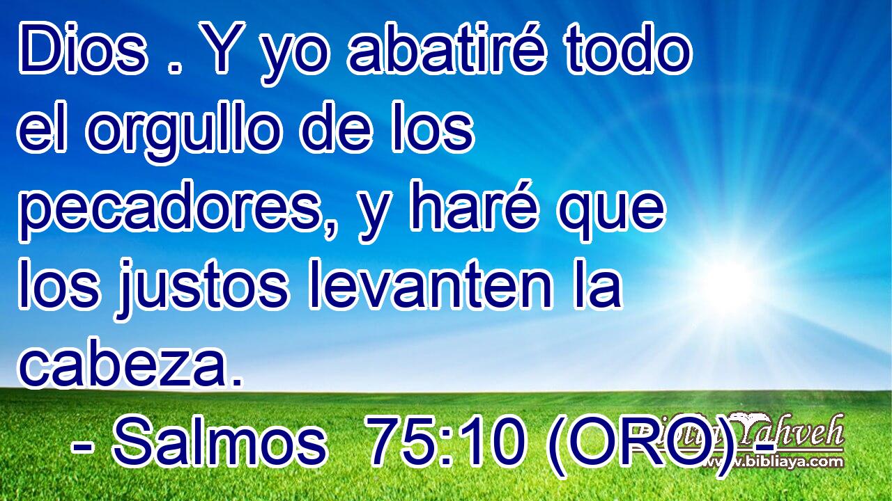  Dios . Y yo abatiré todo el orgullo de los pecadores, y haré que los justos levanten la cabeza. 