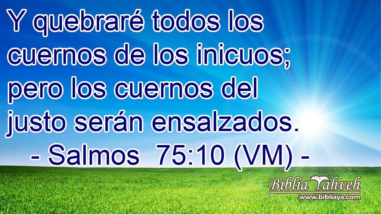  Y quebraré todos los cuernos de los inicuos; pero los cuernos del justo serán ensalzados. 