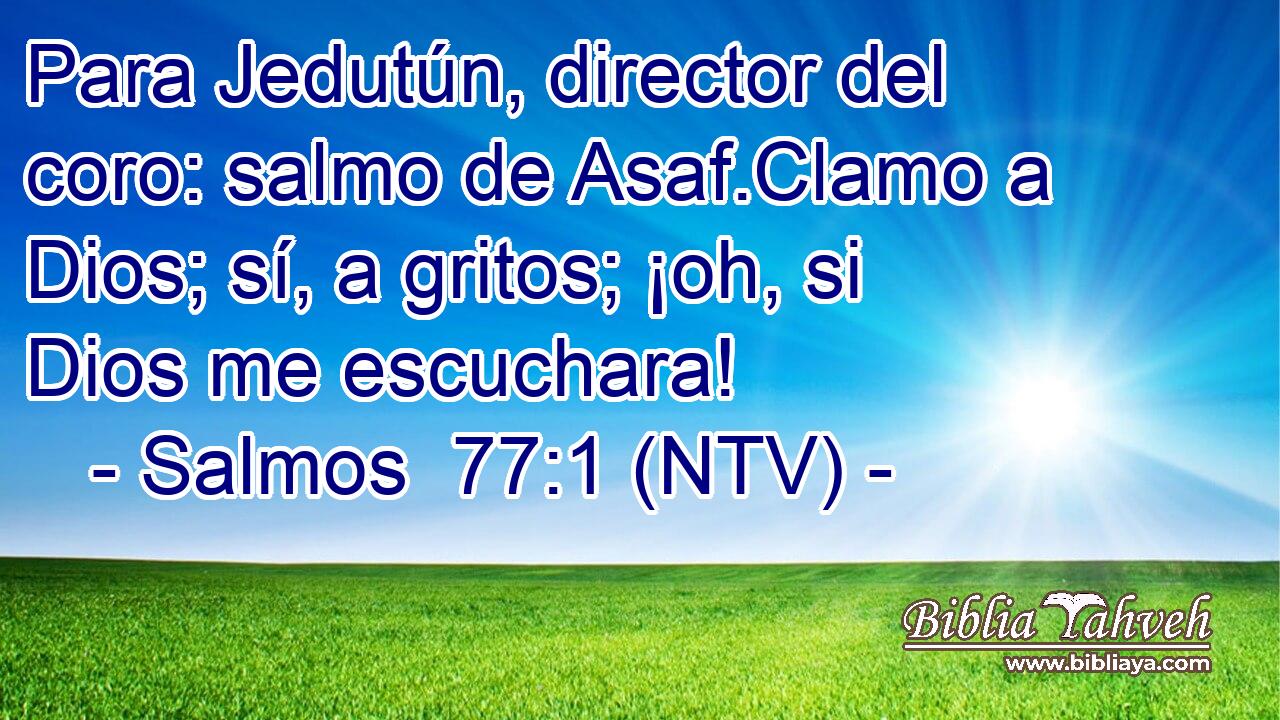 Para Jedutún, director del coro: salmo de Asaf.Clamo a Dios; sí, a gritos; ¡oh, si Dios me escuchara!