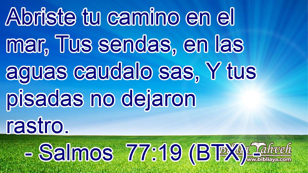 Abriste tu camino en el mar, Tus sendas, en las aguas caudalo sas, Y tus pisadas no dejaron rastro.