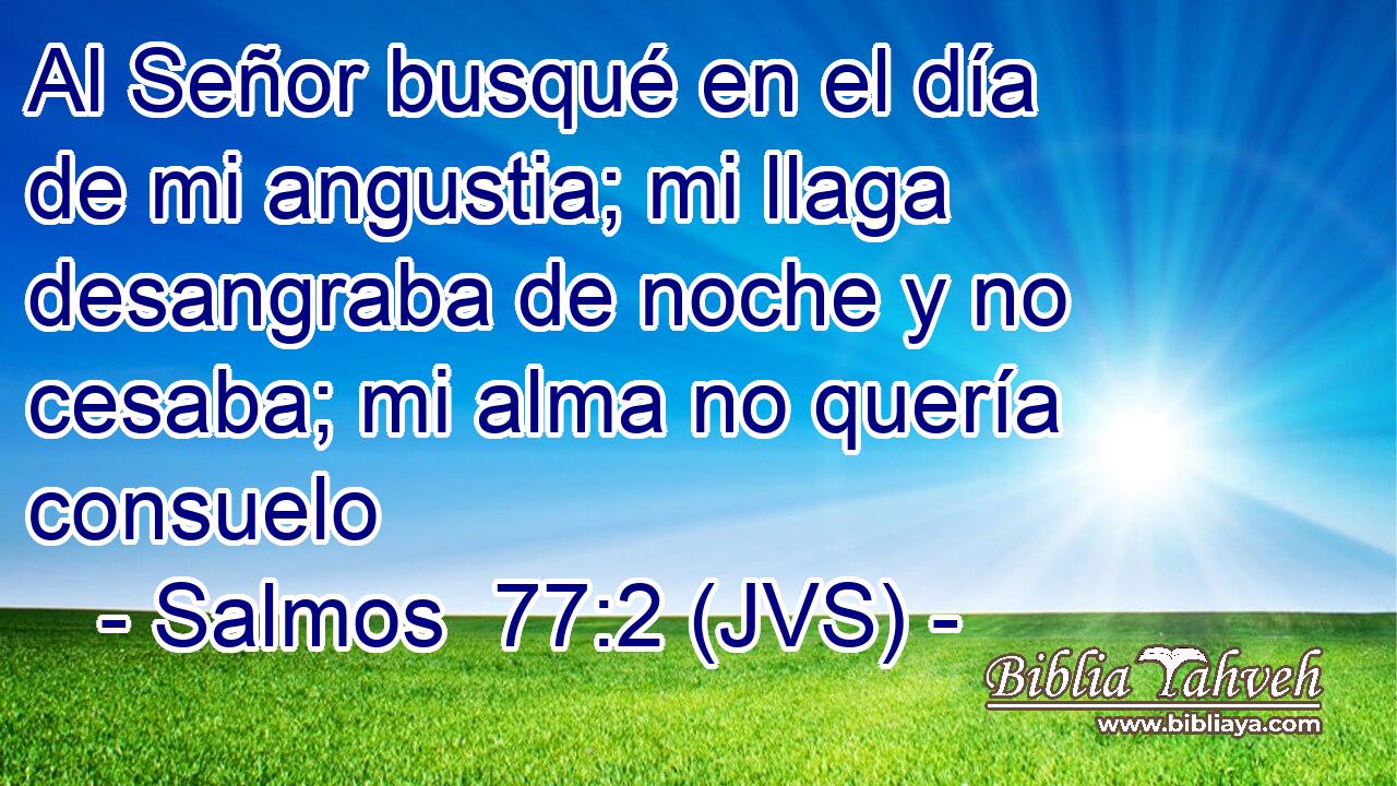 Al Señor busqué en el día de mi angustia; mi llaga desangraba de noche y no cesaba; mi alma no quería consuelo
