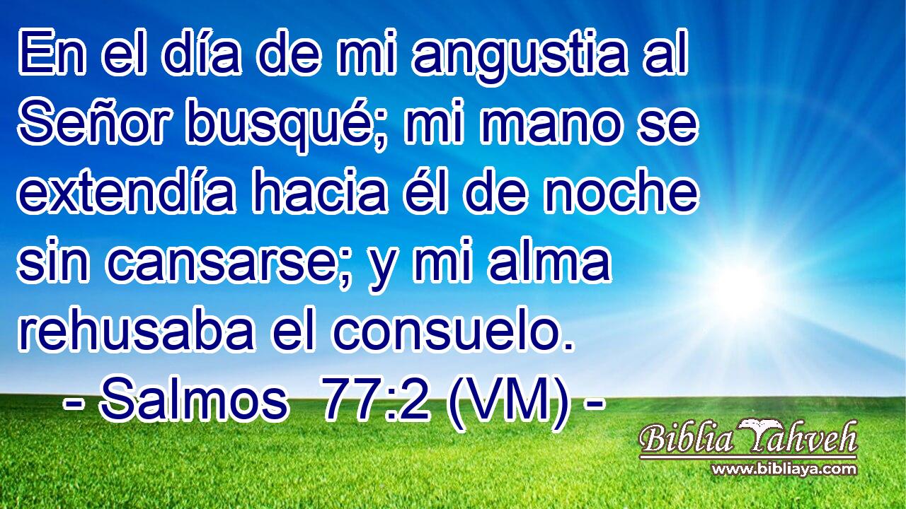  En el día de mi angustia al Señor busqué; mi mano se extendía hacia él de noche sin cansarse; y mi alma rehusaba el consuelo. 