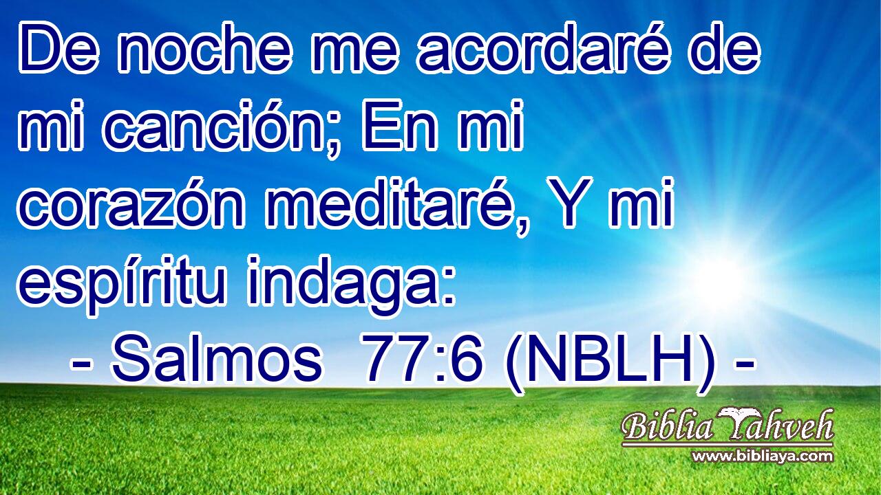  De noche me acordaré de mi canción; En mi corazón meditaré, Y mi espíritu indaga: 