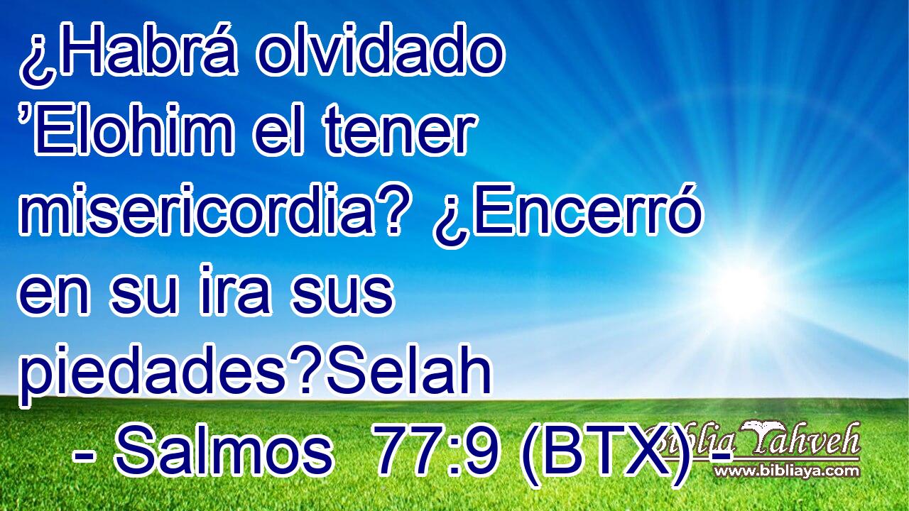 ¿Habrá olvidado ’Elohim el tener misericordia? ¿Encerró en su ira sus piedades?Selah