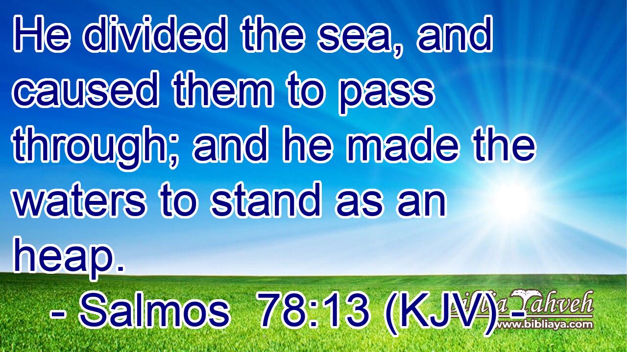 He divided the sea, and caused them to pass through; and he made the waters to stand as an heap.