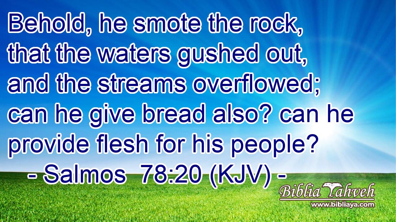 Behold, he smote the rock, that the waters gushed out, and the streams overflowed; can he give bread also? can he provide flesh for his people?
