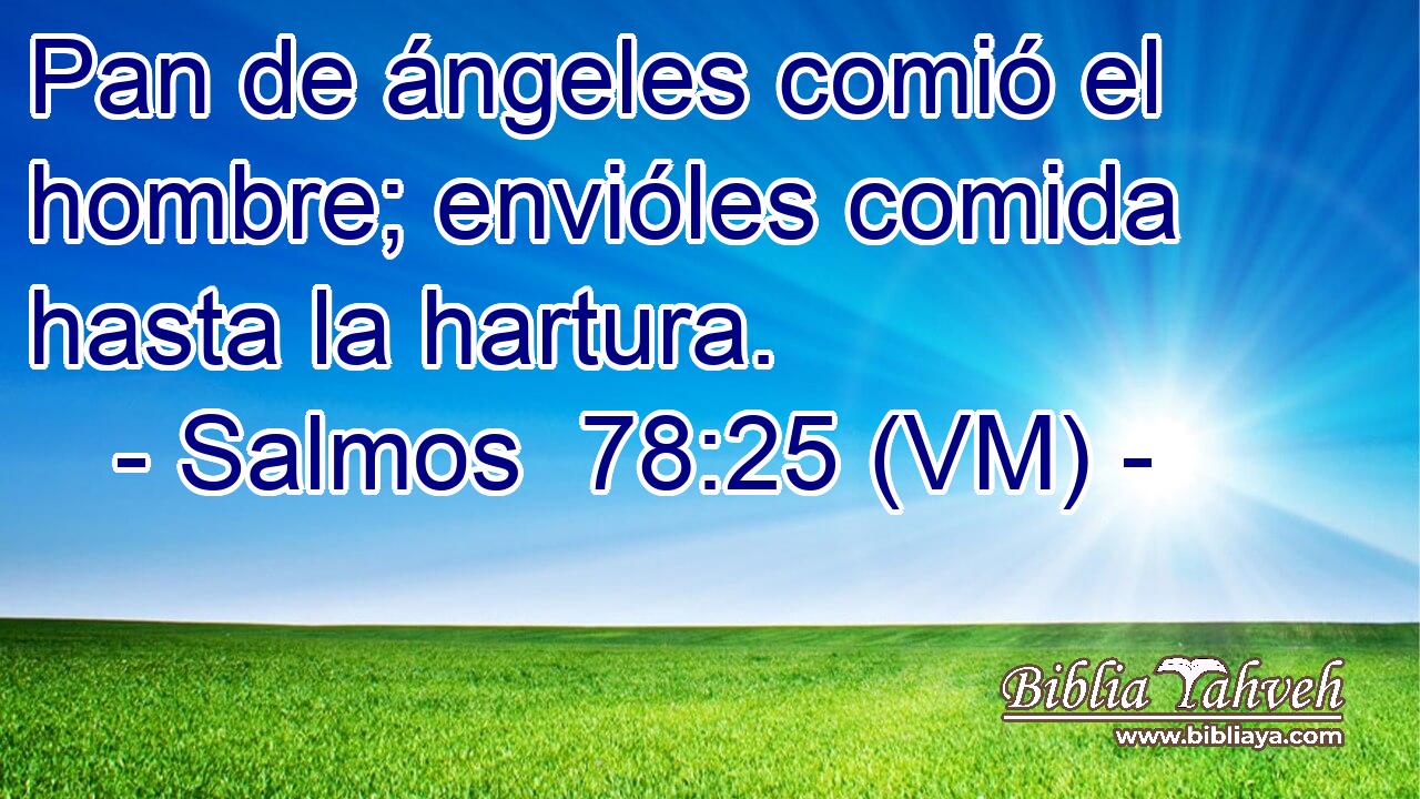  Pan de ángeles comió el hombre; envióles comida hasta la hartura. 