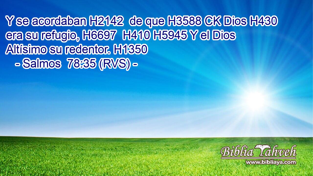 Y se acordaban H2142  de que H3588 CK Dios H430  era su refugio, H6697  H410 H5945 Y el Dios Altísimo su redentor. H1350  