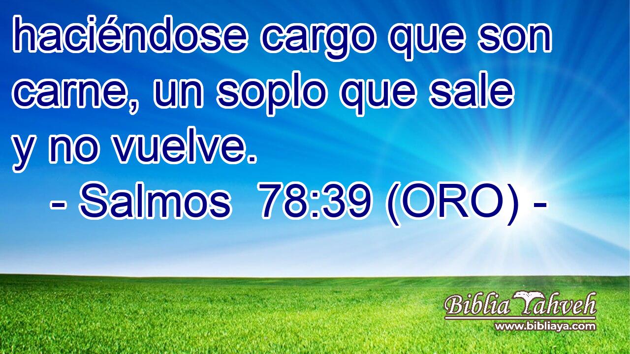  haciéndose cargo que son carne, un soplo que sale y no vuelve. 