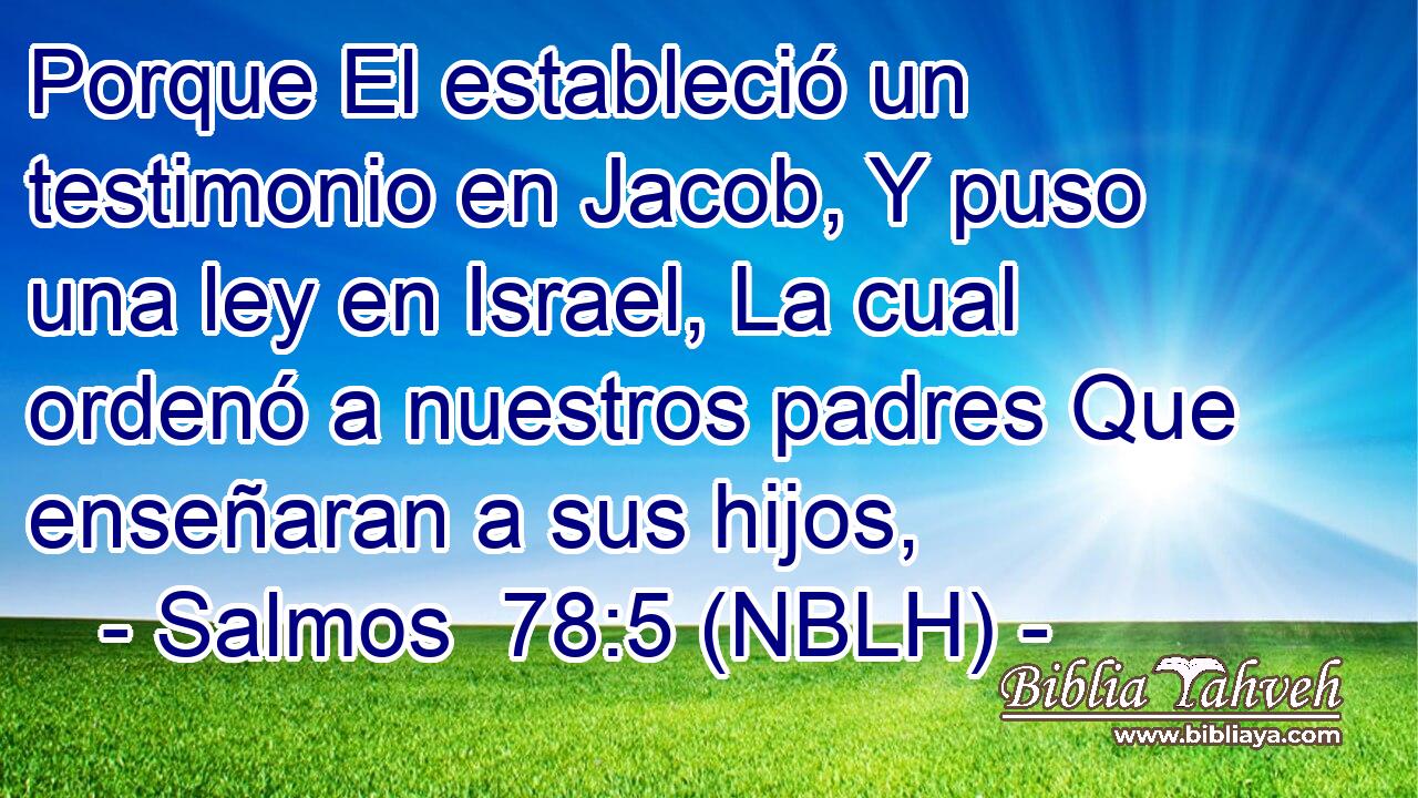  Porque El estableció un testimonio en Jacob, Y puso una ley en Israel, La cual ordenó a nuestros padres Que enseñaran a sus hijos, 