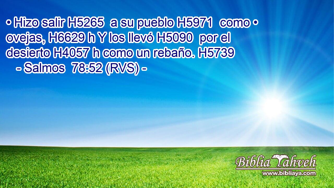 • Hizo salir H5265  a su pueblo H5971  como • ovejas, H6629 h Y los llevó H5090  por el desierto H4057 h como un rebaño. H5739  