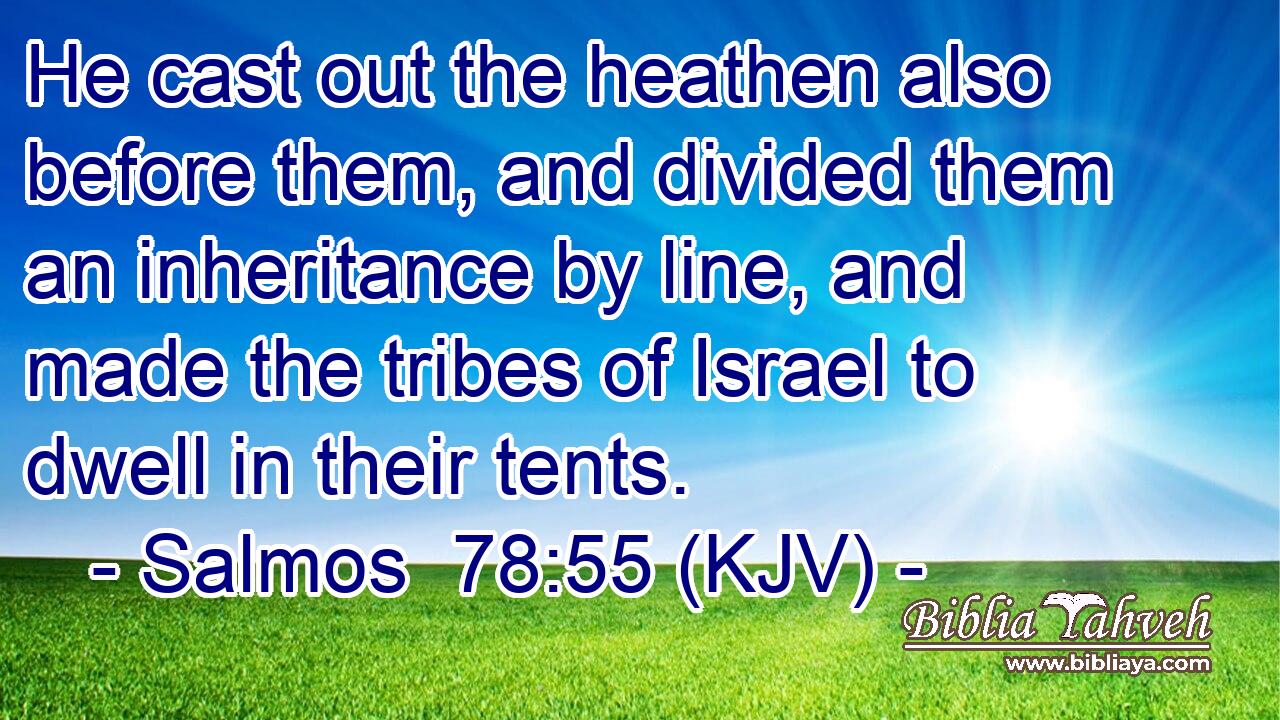 He cast out the heathen also before them, and divided them an inheritance by line, and made the tribes of Israel to dwell in their tents.