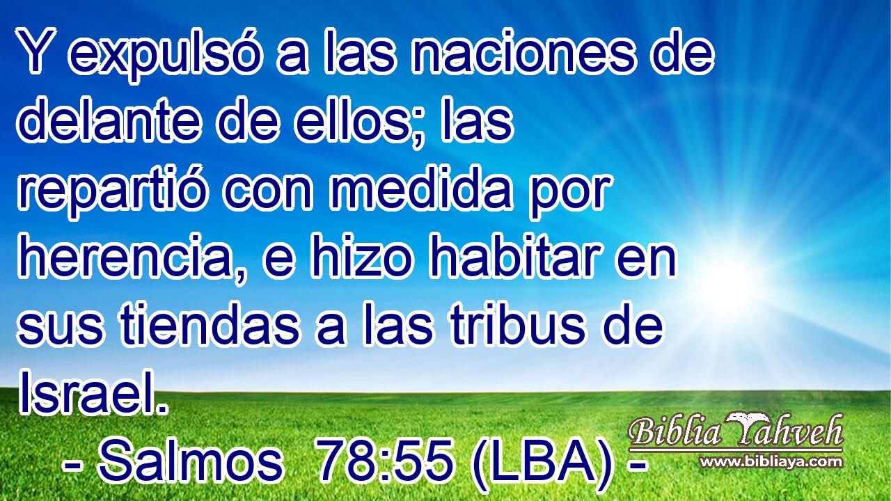 Y expulsó a las naciones de delante de ellos; las repartió con medida por herencia, e hizo habitar en sus tiendas a las tribus de Israel.