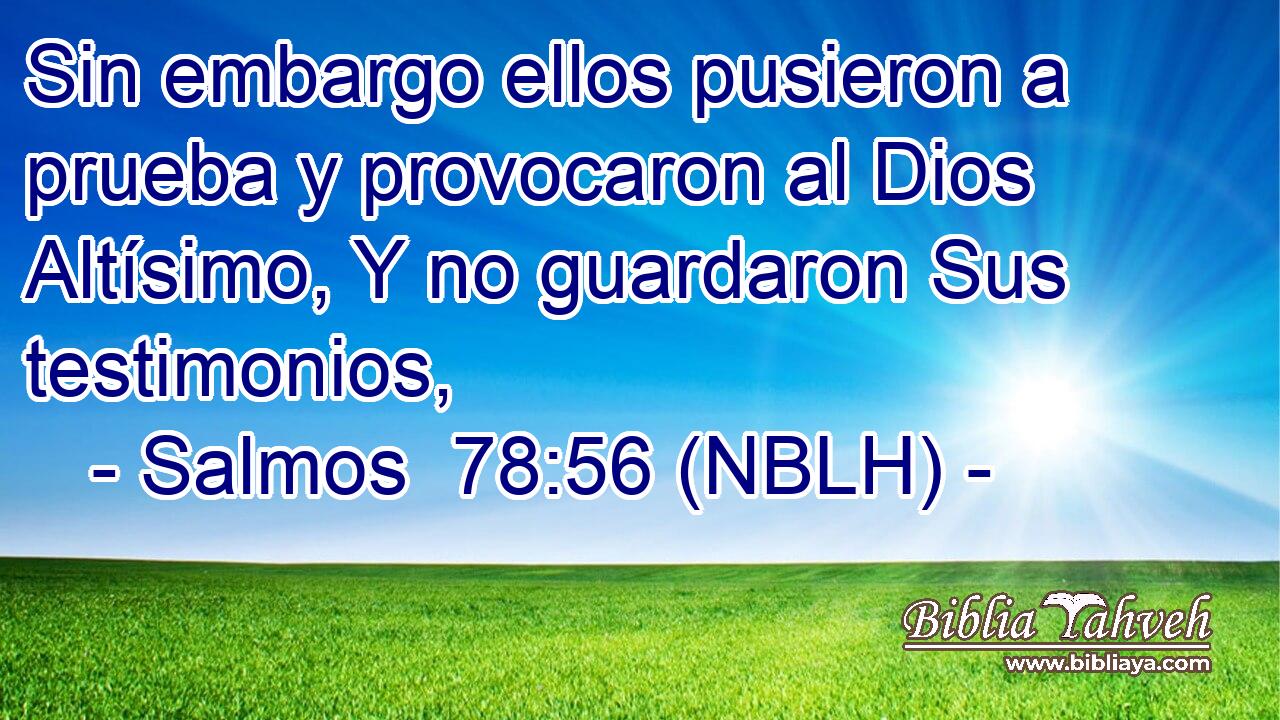  Sin embargo ellos pusieron a prueba y provocaron al Dios Altísimo, Y no guardaron Sus testimonios, 