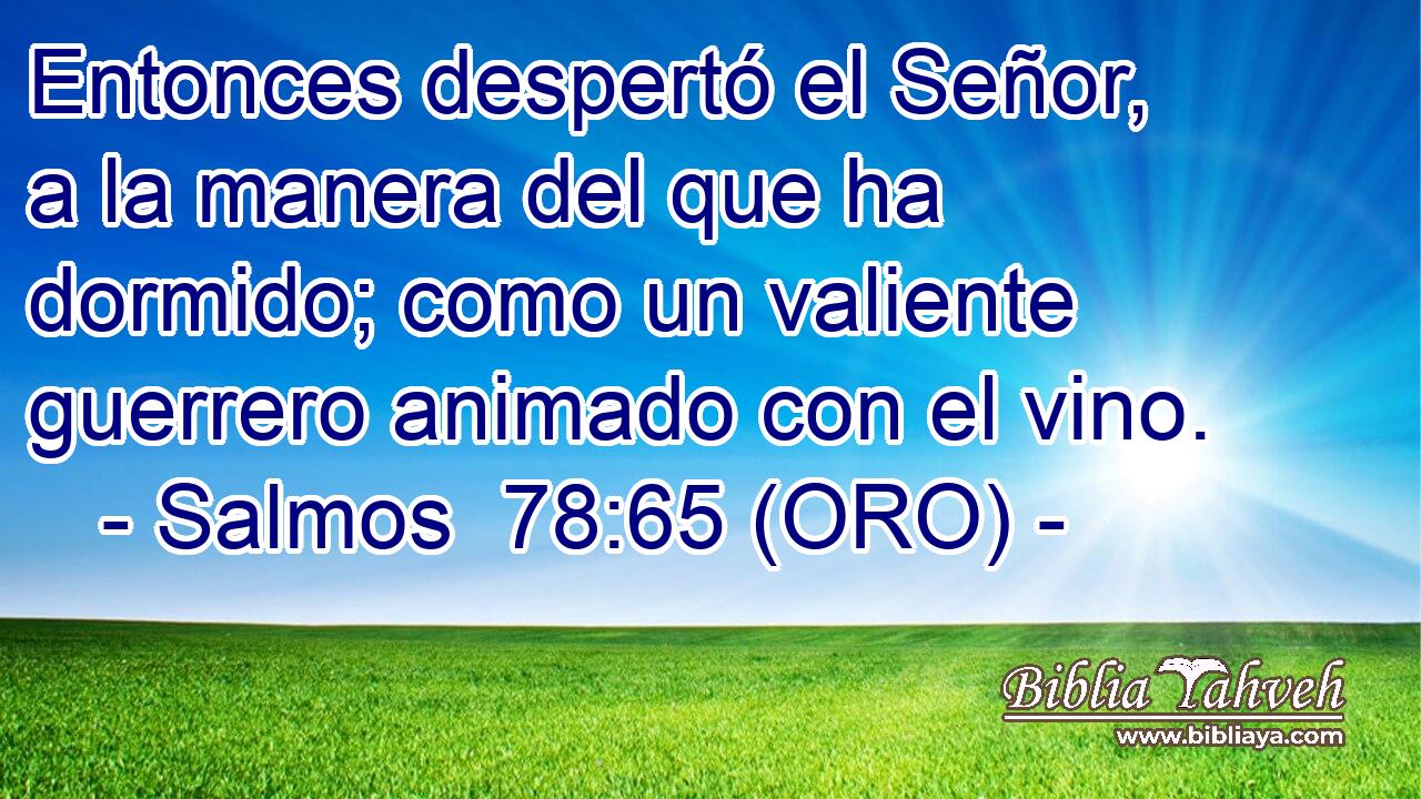  Entonces despertó el Señor, a la manera del que ha dormido; como un valiente guerrero animado con el vino. 