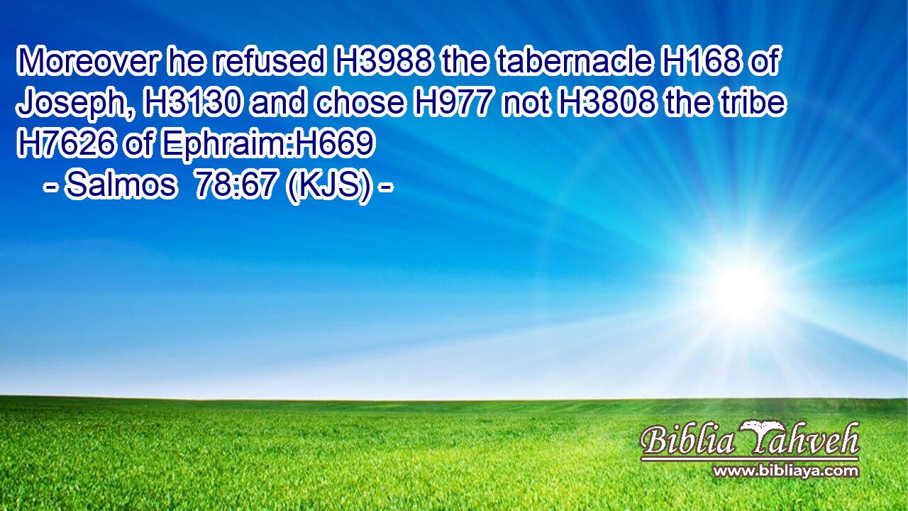 Moreover he refused H3988 the tabernacle H168 of Joseph, H3130 and chose H977 not H3808 the tribe H7626 of Ephraim:H669