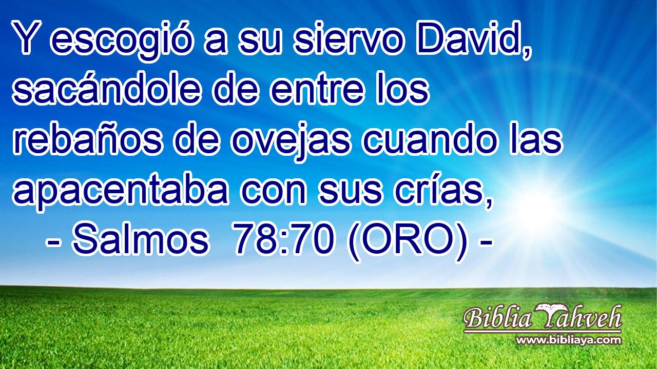  Y escogió a su siervo David, sacándole de entre los rebaños de ovejas cuando las apacentaba con sus crías, 