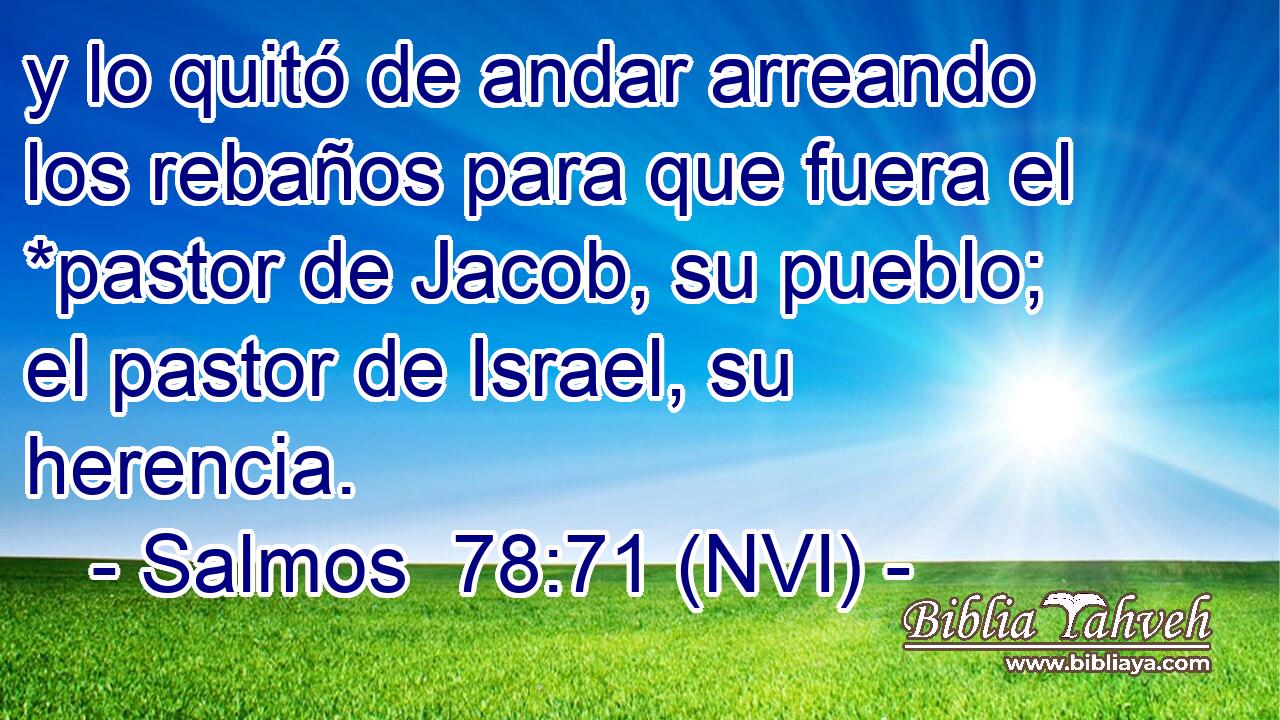  y lo quitó de andar arreando los rebaños para que fuera el *pastor de Jacob, su pueblo; el pastor de Israel, su herencia. 