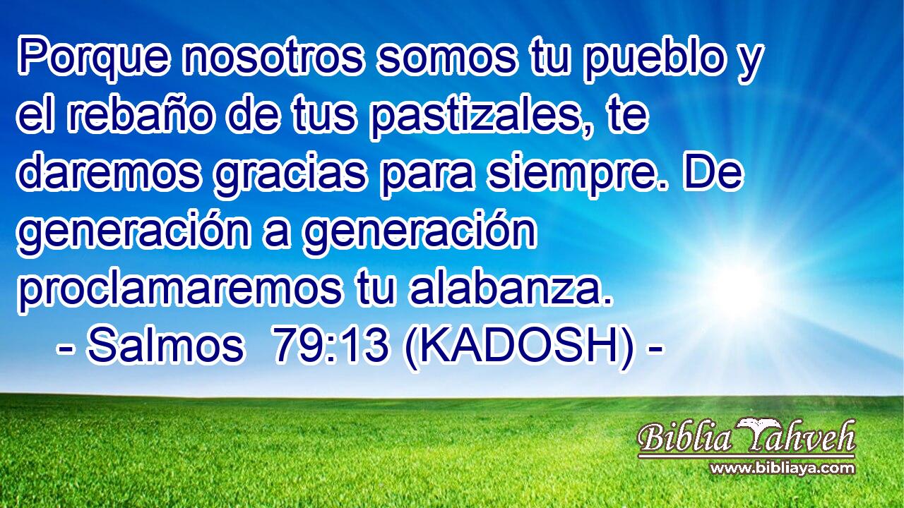  Porque nosotros somos tu pueblo y el rebaño de tus pastizales, te daremos gracias para siempre. De generación a generación proclamaremos tu alabanza. 