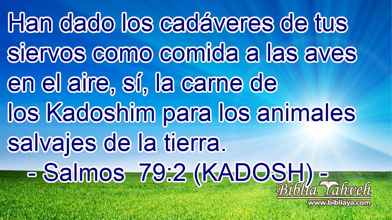  Han dado los cadáveres de tus siervos como comida a las aves en el aire, sí, la carne de los Kadoshim para los animales salvajes de la tierra. 