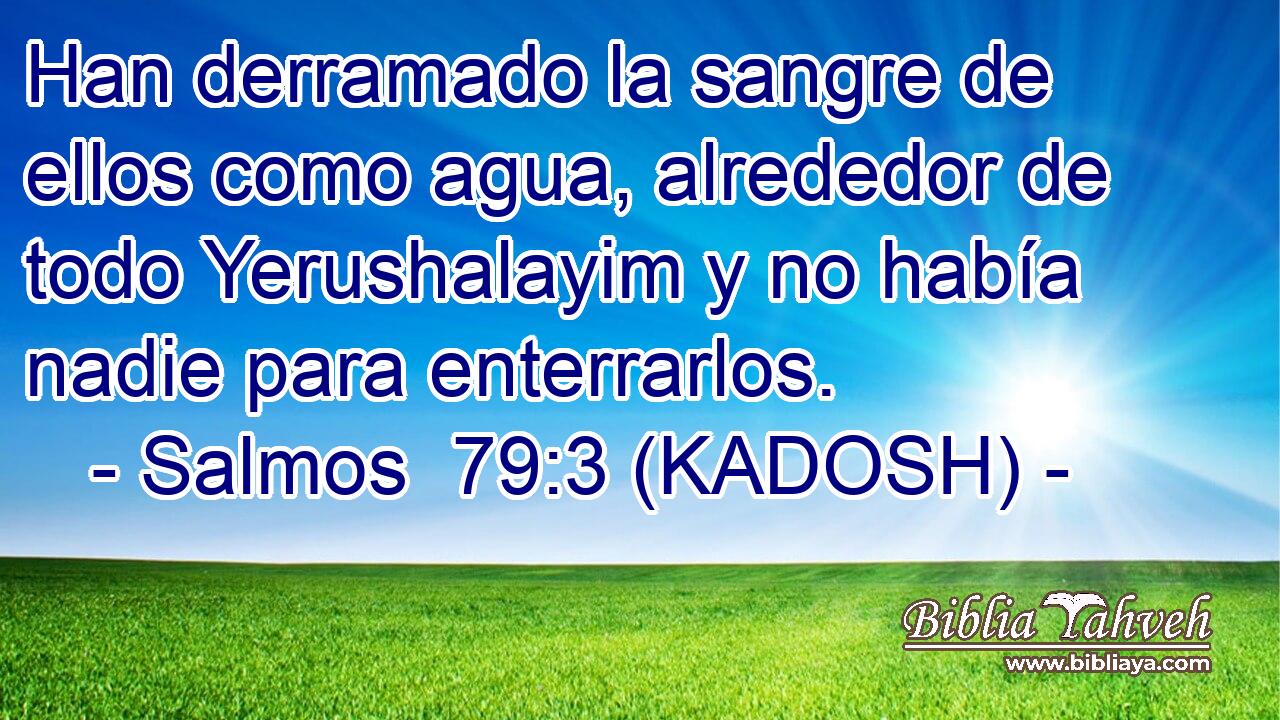  Han derramado la sangre de ellos como agua, alrededor de todo Yerushalayim y no había nadie para enterrarlos. 