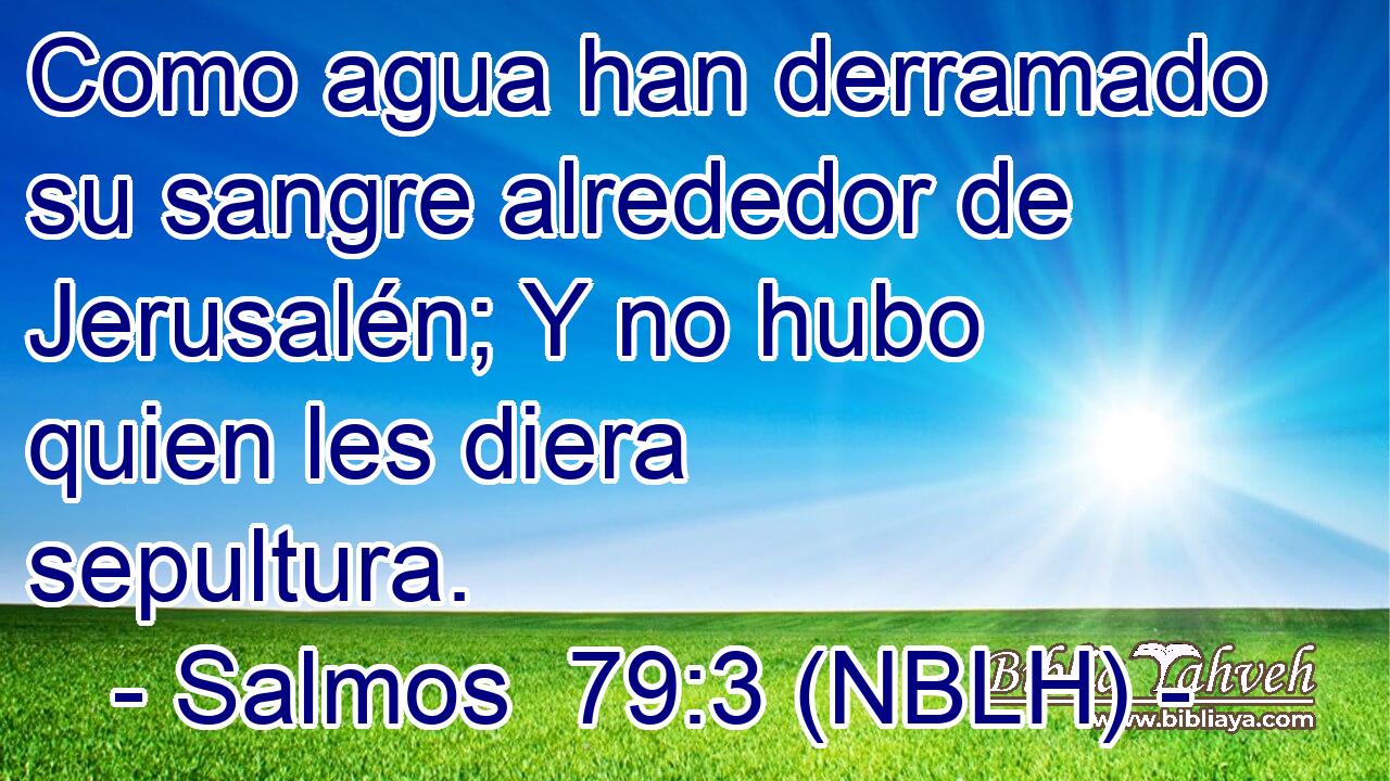  Como agua han derramado su sangre alrededor de Jerusalén; Y no hubo quien les diera sepultura. 
