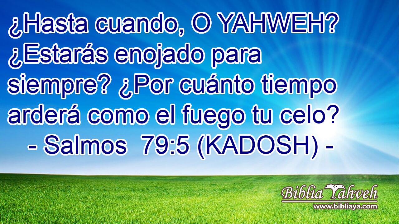  ¿Hasta cuando, O YAHWEH? ¿Estarás enojado para siempre? ¿Por cuánto tiempo arderá como el fuego tu celo? 