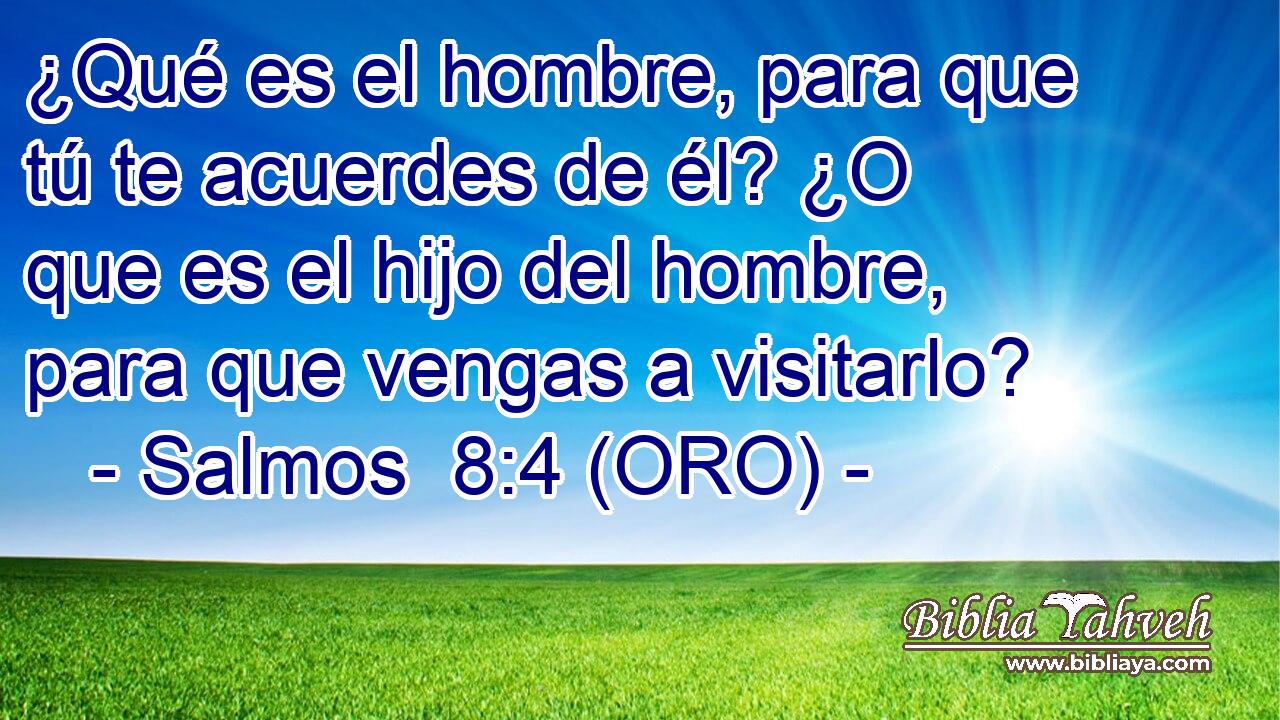  ¿Qué es el hombre, para que tú te acuerdes de él? ¿O que es el hijo del hombre, para que vengas a visitarlo? 