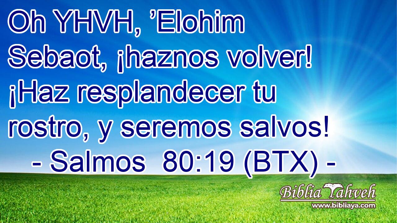 Oh YHVH, ’Elohim Sebaot, ¡haznos volver! ¡Haz resplandecer tu rostro, y seremos salvos!
