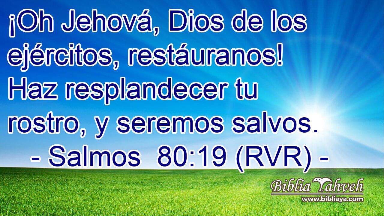 ¡Oh Jehová, Dios de los ejércitos, restáuranos! Haz resplandecer tu rostro, y seremos salvos.
