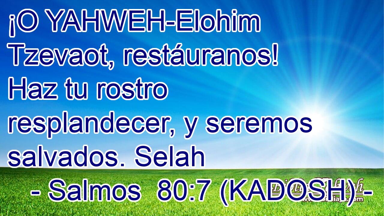  ¡O YAHWEH-Elohim Tzevaot, restáuranos! Haz tu rostro resplandecer, y seremos salvados. Selah 