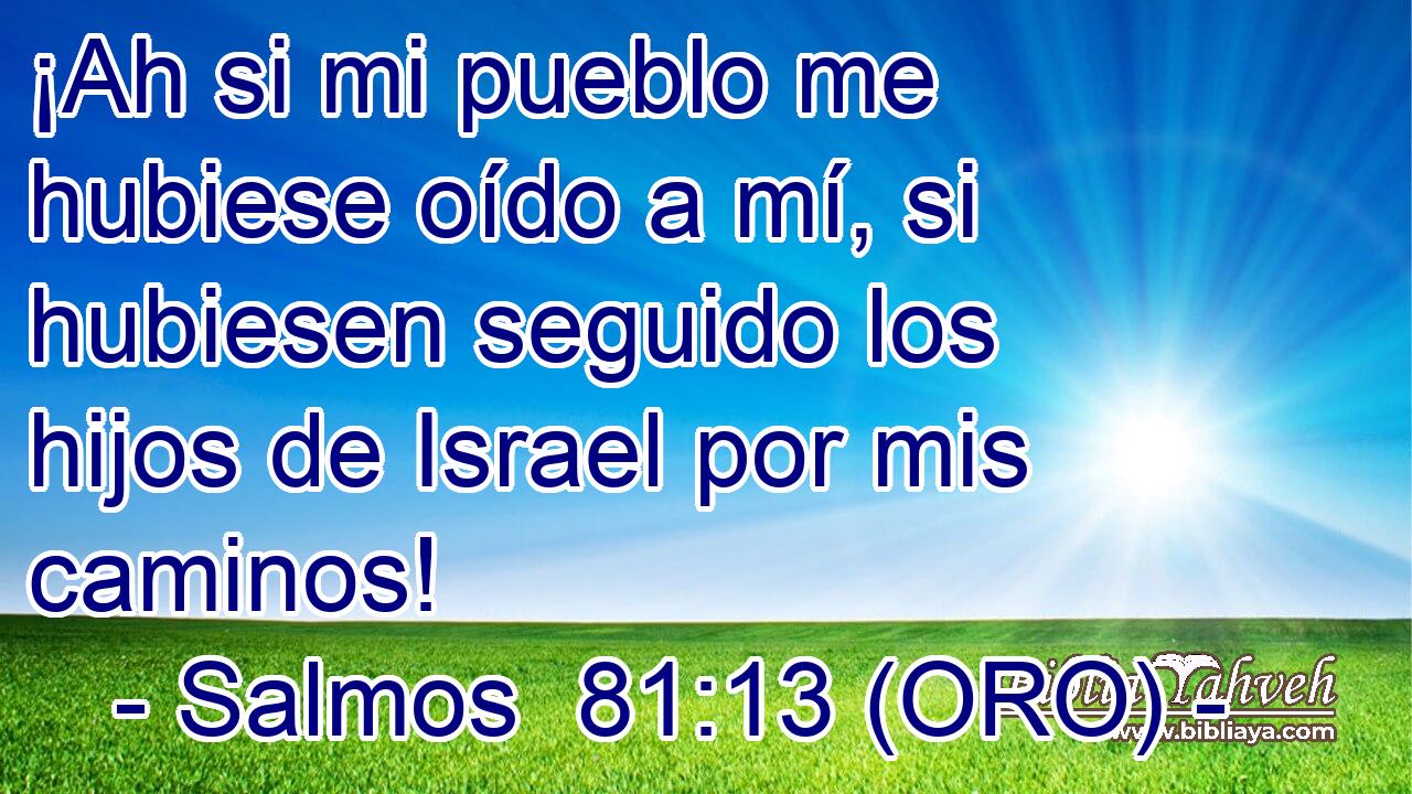  ¡Ah si mi pueblo me hubiese oído a mí, si hubiesen seguido los hijos de Israel por mis caminos! 