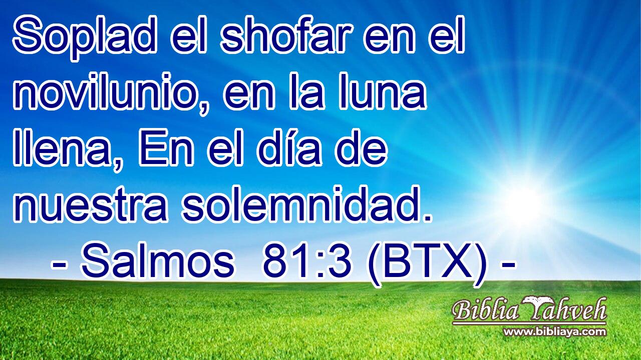 Soplad el shofar en el novilunio, en la luna llena, En el día de nuestra solemnidad.