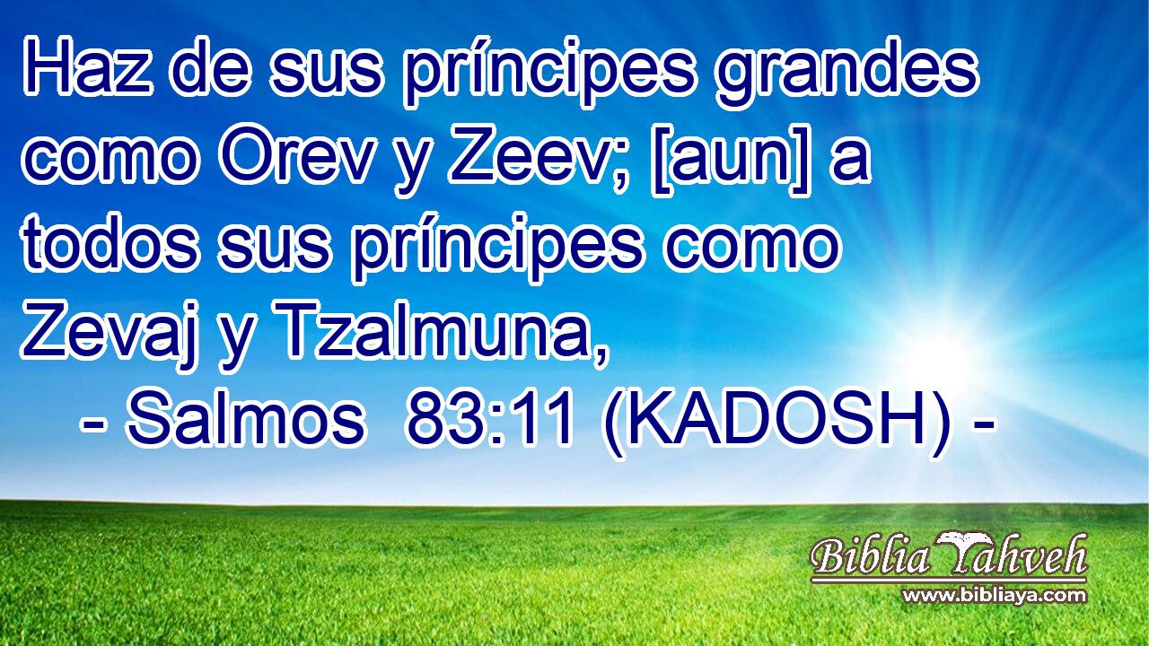  Haz de sus príncipes grandes como Orev y Zeev; [aun] a todos sus príncipes como Zevaj y Tzalmuna, 